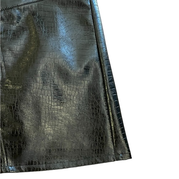 TORN By RONNY KOBO The Donnie Skirt Asymmetric Faux Leather Metallic Croc New - Picture 5 of 15